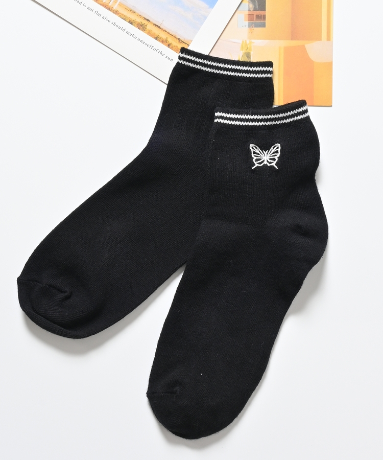 ライン入りワンポイントソックス