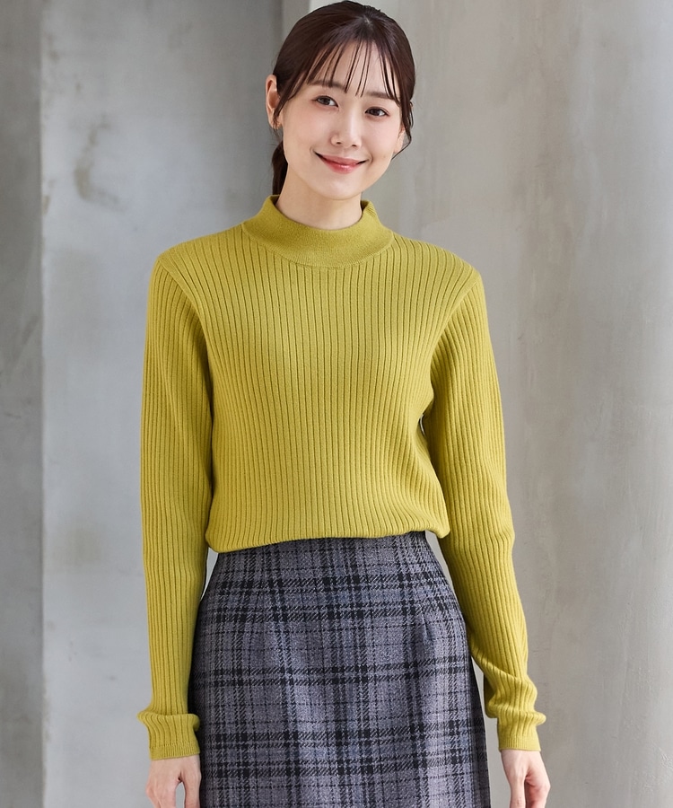 リブハイネックニット