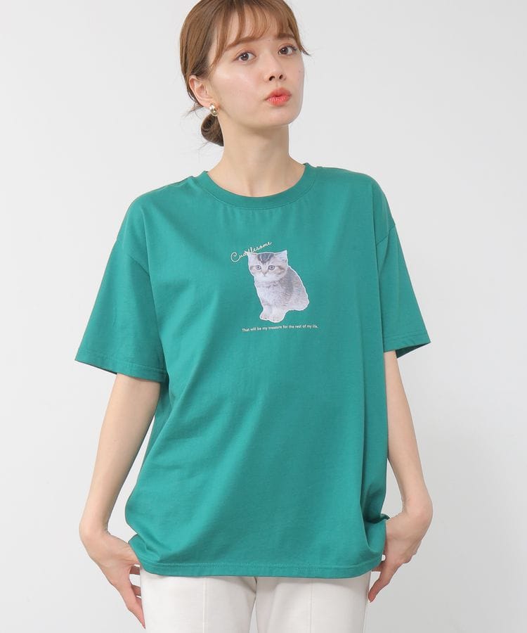 ハニーズ公式通販】ネコプリントゆるＴシャツ: トップス－Honeys Online Shop－レディースファッション通販