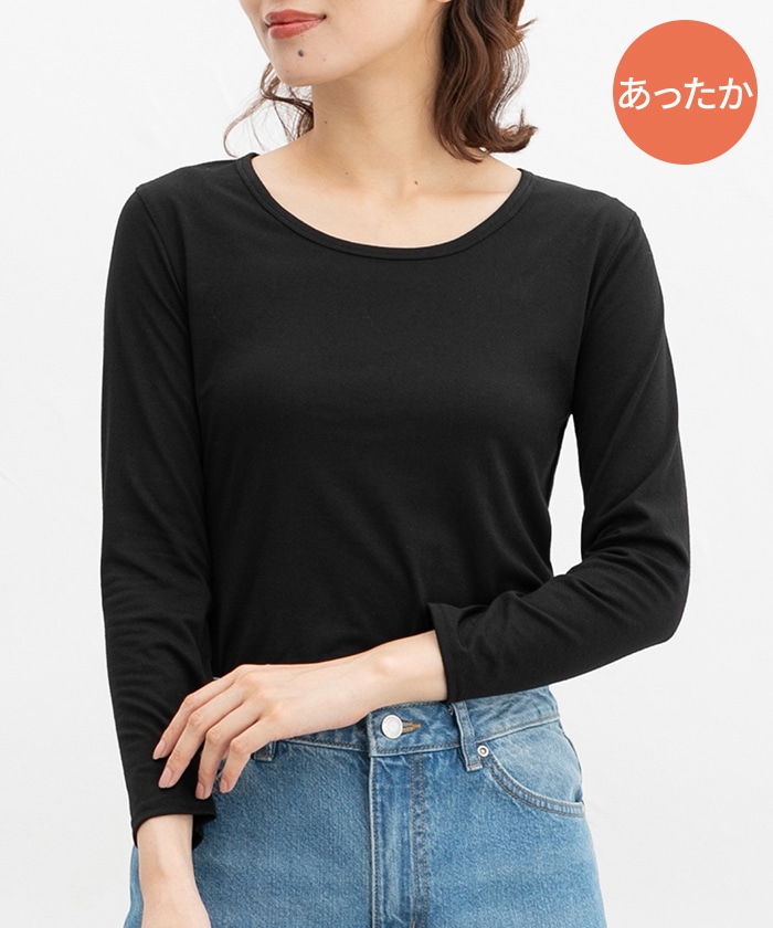 【Honeys公式 / ハニーズ】あったかクルーネックＴシャツ レディース Ｓ ブラック プチプラ