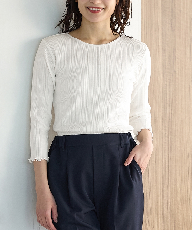 7分袖メロー使いテレコT