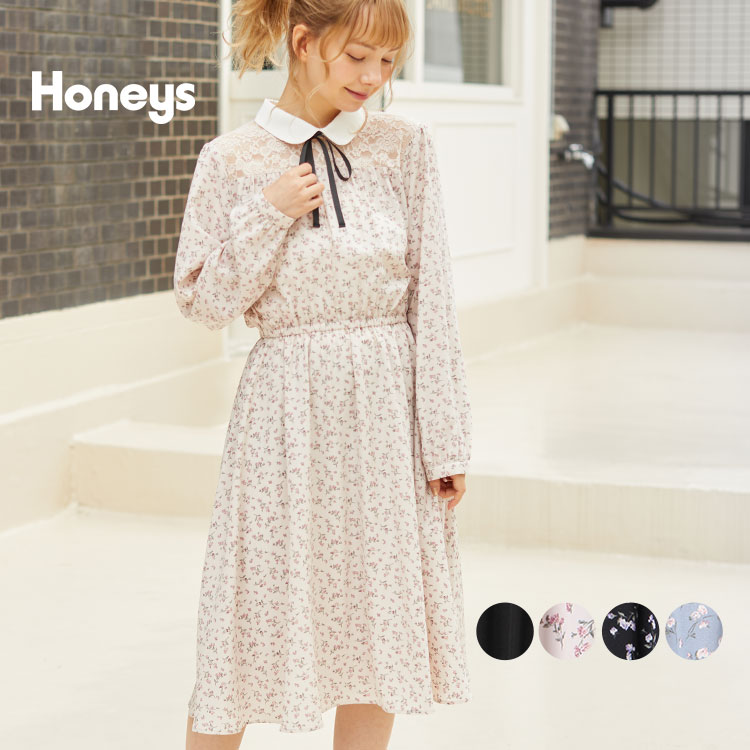 ハニーズ公式通販 レース切替ワンピース Web限定llサイズ有 ワンピース Honeys Online Shop レディースファッション通販