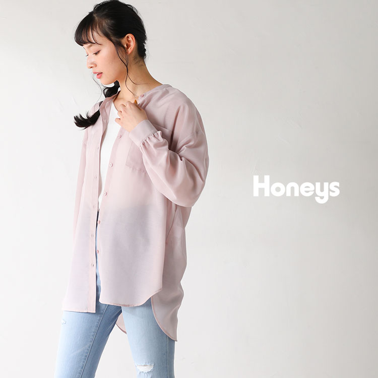 ハニーズ公式通販 バンドカラーシャツ トップス Honeys Online Shop レディースファッション通販