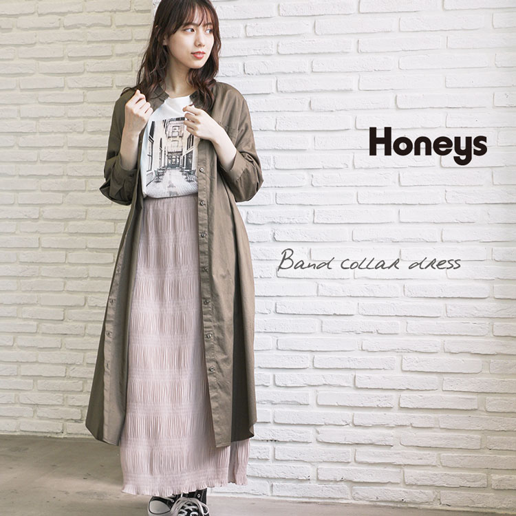 ハニーズ公式通販 バンドカラーワンピース ワンピース Honeys Online Shop