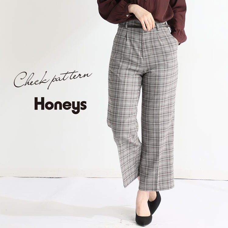ハニーズ公式通販 チェックストレートパンツ ボトムス Honeys Online Shop レディースファッション通販