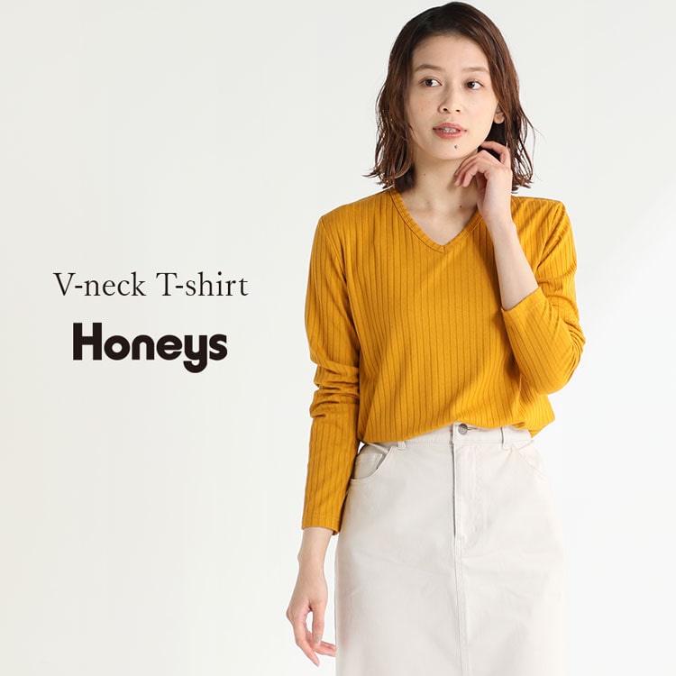 ハニーズ公式通販 テレコｖネックｔシャツ トップス Honeys Online Shop レディースファッション通販