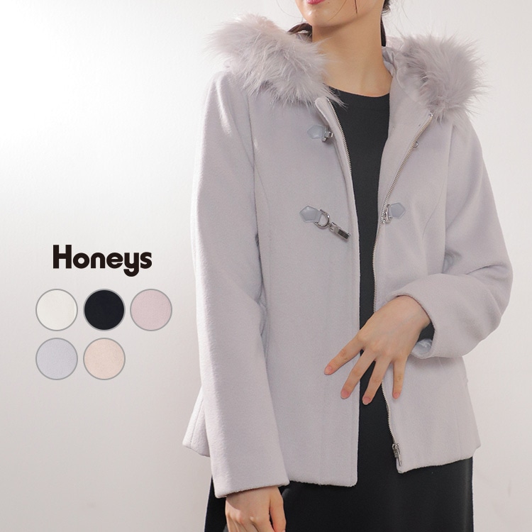 ハニーズ公式通販 ビット付ショートダッフル アウター Honeys Online Shop レディースファッション通販