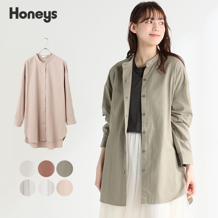 ハニーズ公式通販 バンドカラーシャツ トップス Honeys Online Shop レディースファッション通販